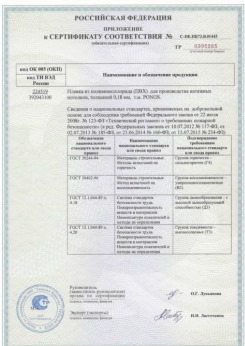 25.06.2015 Чайковский - Pongs. Приложение к сертификату соответствия